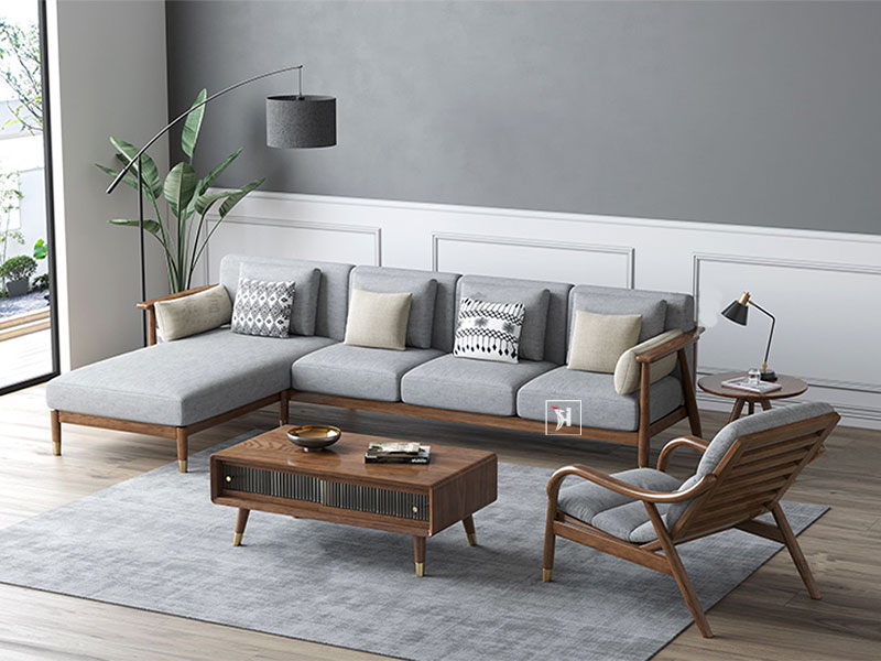 Sofa gỗ kiểu Nhật chất liệu gỗ Óc Chó 